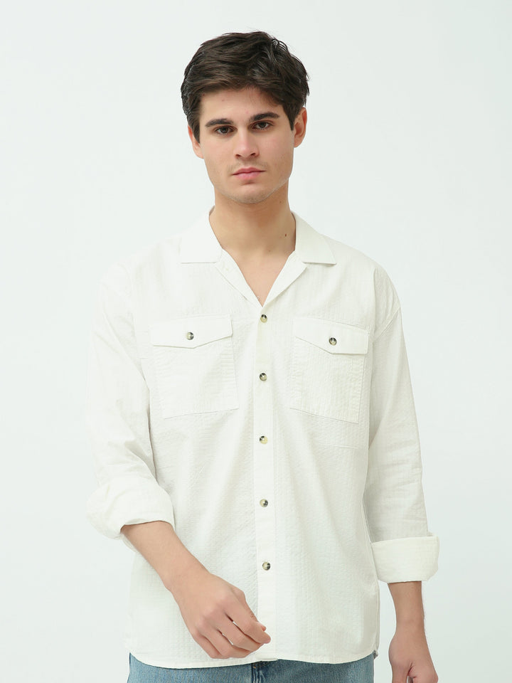 قميص رجالي منسوج بقصة Regular Fit وجيوب على الصدر – كاجوال شيك - SHI25SECR19540TM1