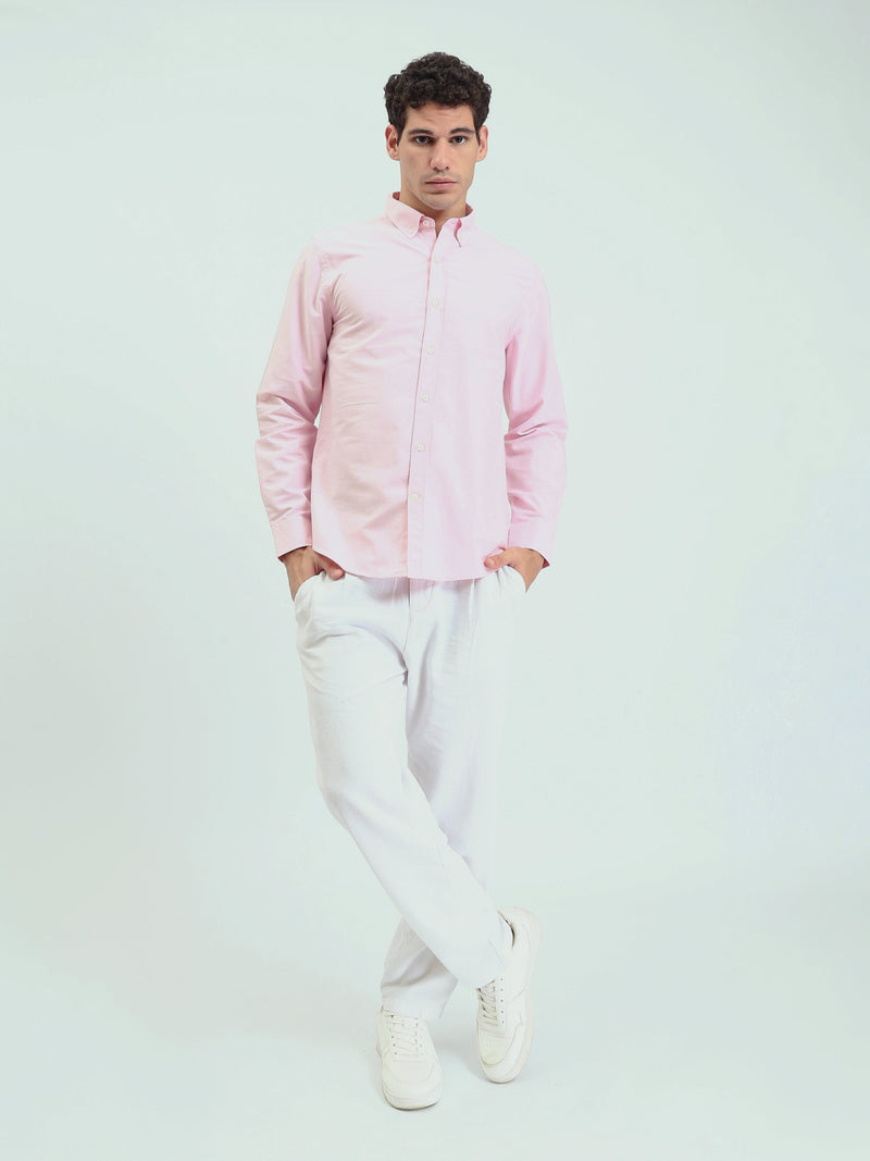 قميص رجالي سادة بأكمام طويلة وياقة Button-Down – كاجوال شيك عصري SHI25SEOR16950TM1