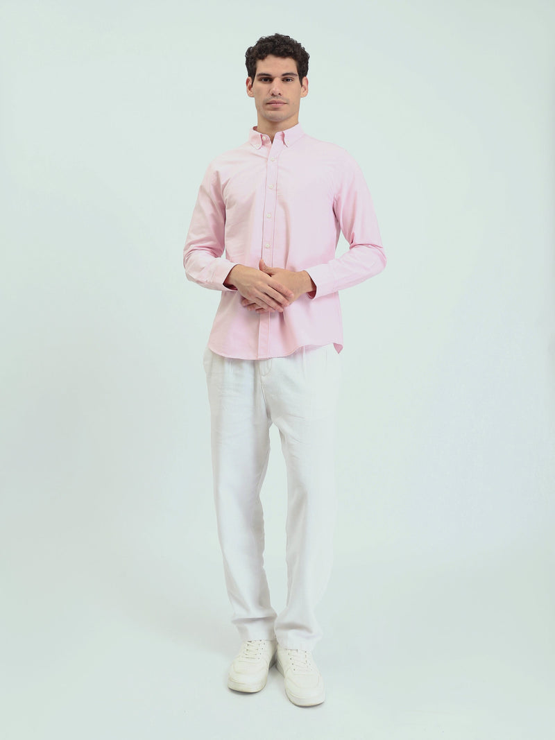 قميص رجالي سادة بأكمام طويلة وياقة Button-Down – كاجوال شيك عصري SHI25SEOR16950TM1