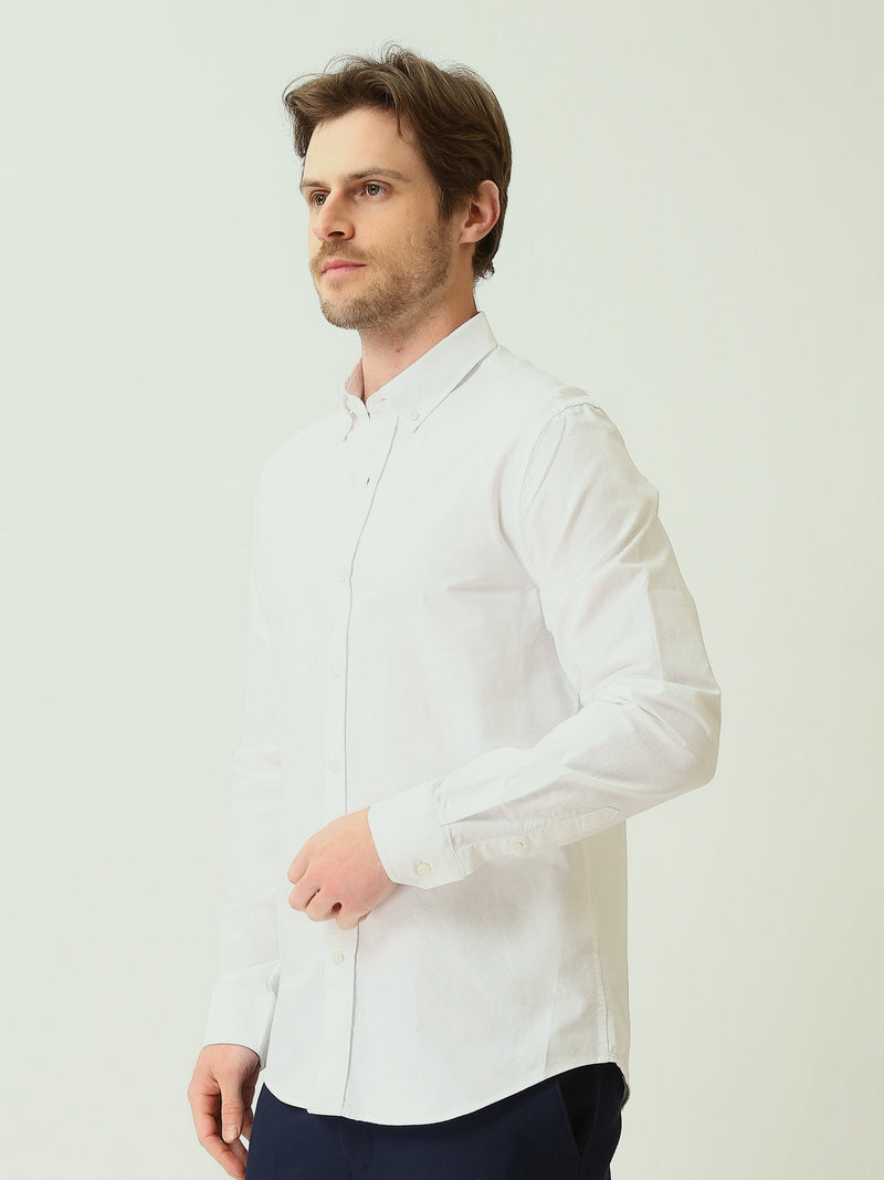قميص رجالي سادة بأكمام طويلة وياقة Button-Down – كاجوال شيك عصري SHI25SEOR16950TM1