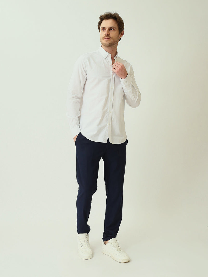 قميص رجالي سادة بأكمام طويلة وياقة Button-Down – كاجوال شيك عصري SHI25SEOR16950TM1