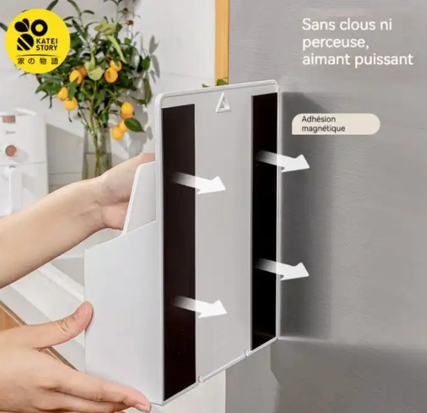 Boîte de Rangement Magnétique et Murale - Organisateur de Cuisine et Maison Sans Perçage