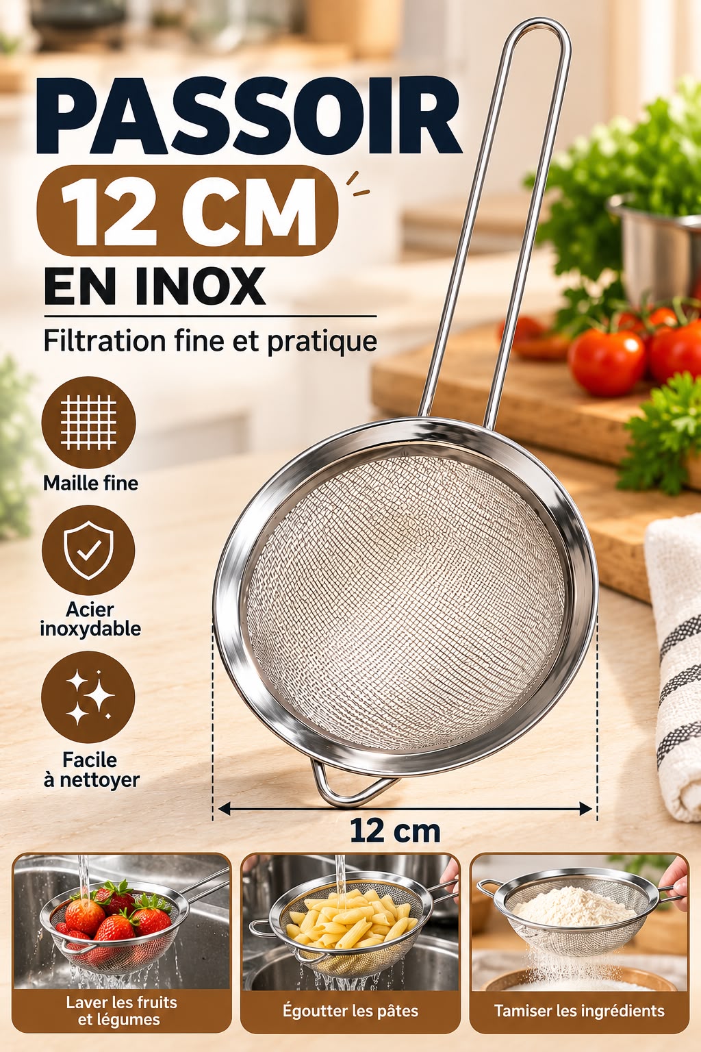 PASSOIR INOX 12CM