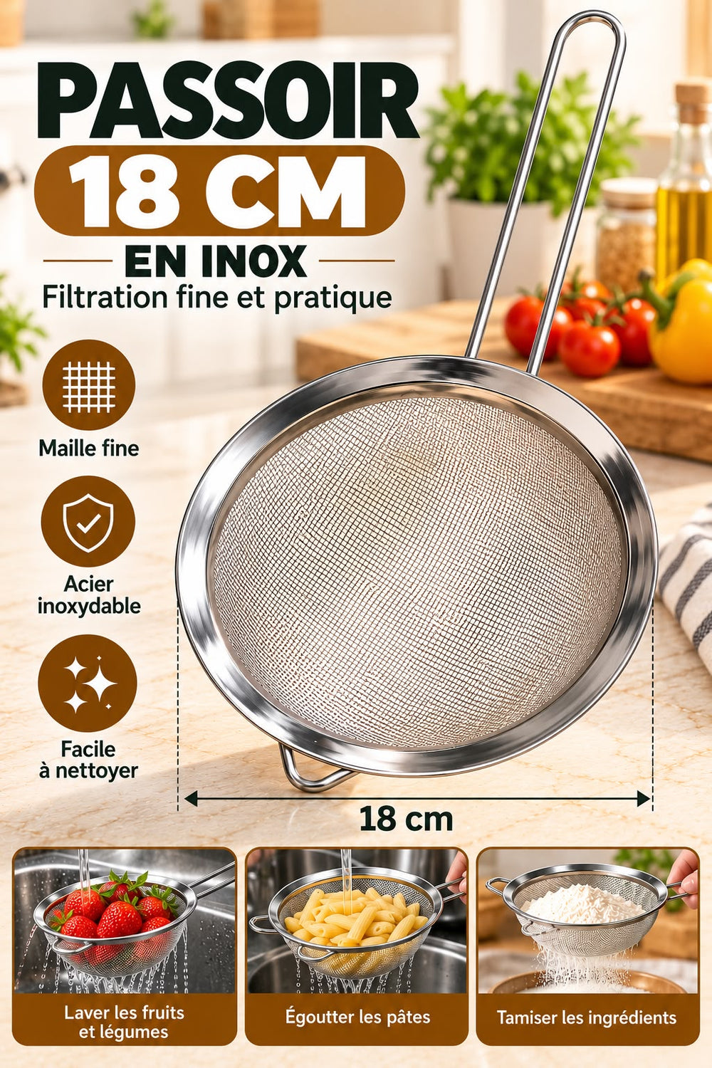 PASSOIR INOX 18CM