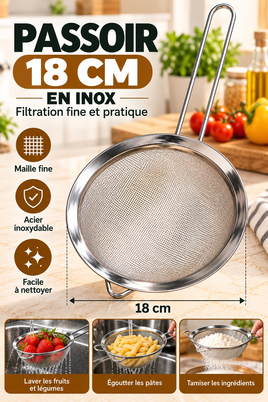 PASSOIR INOX 18CM