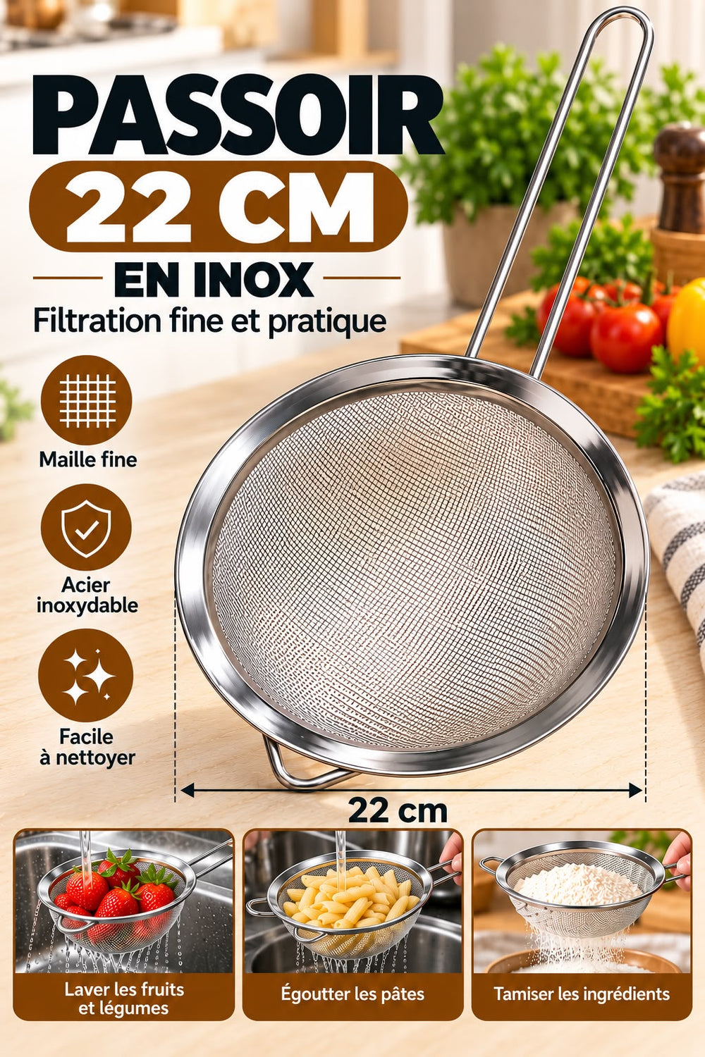PASSOIR INOX 22CM