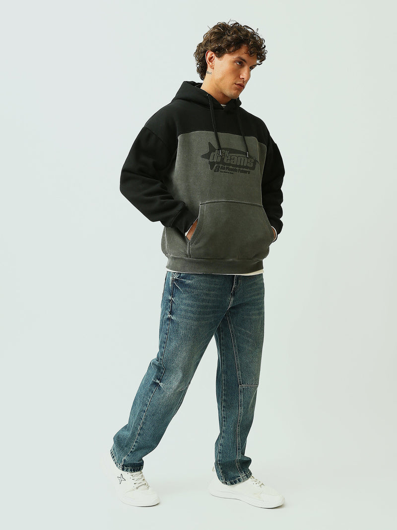 Sweat à Capuche Homme Bicolore Oversize avec Imprimé – Style Streetwear - SWS26WHCK26550TM1
