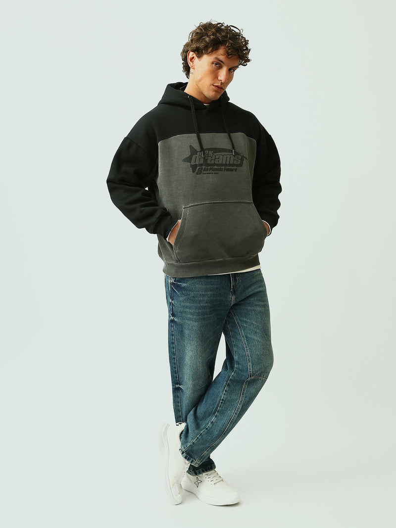 Sweat à Capuche Homme Bicolore Oversize avec Imprimé – Style Streetwear - SWS26WHCK26550TM1