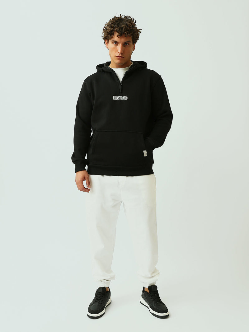 Sweat à Capuche Homme avec Col Zippé et Inscription Brodée - SWS26WHEK26410TM1