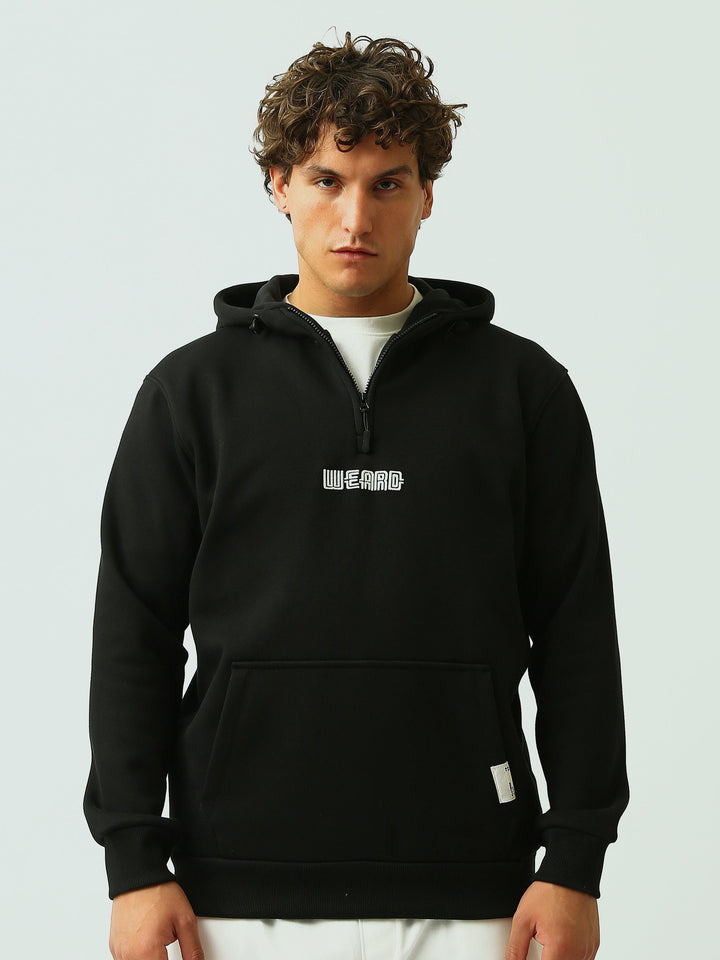 Sweat à Capuche Homme avec Col Zippé et Inscription Brodée - SWS26WHEK26410TM1