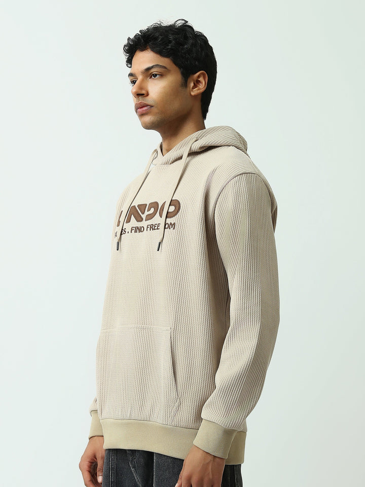 Sweat à Capuche Homme en Maille Côtelée avec Inscription - SWS26WHEK26431TM1