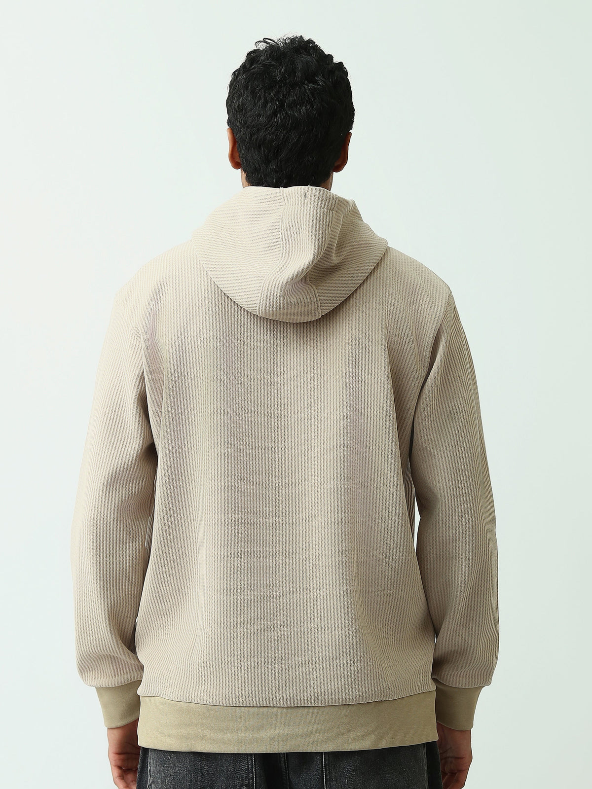Sweat à Capuche Homme en Maille Côtelée avec Inscription - SWS26WHEK26431TM1