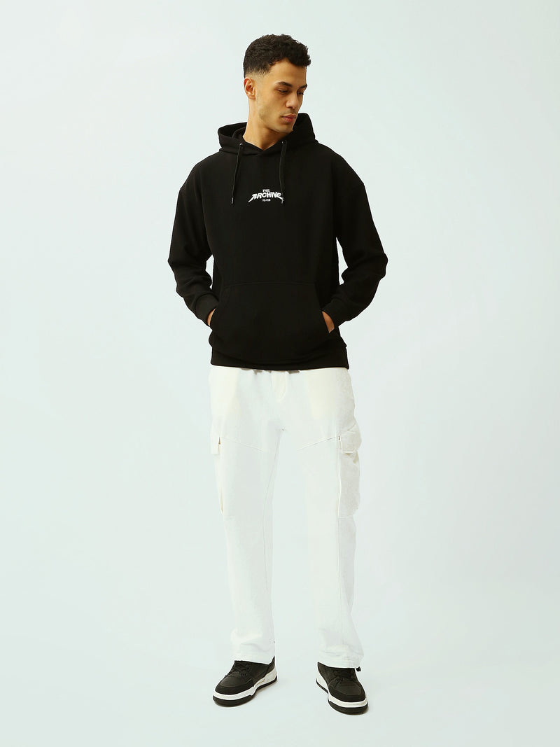 Sweat à Capuche Homme Noir Oversize avec Imprimé – Style Streetwear - SWS26WHEK26526TM1
