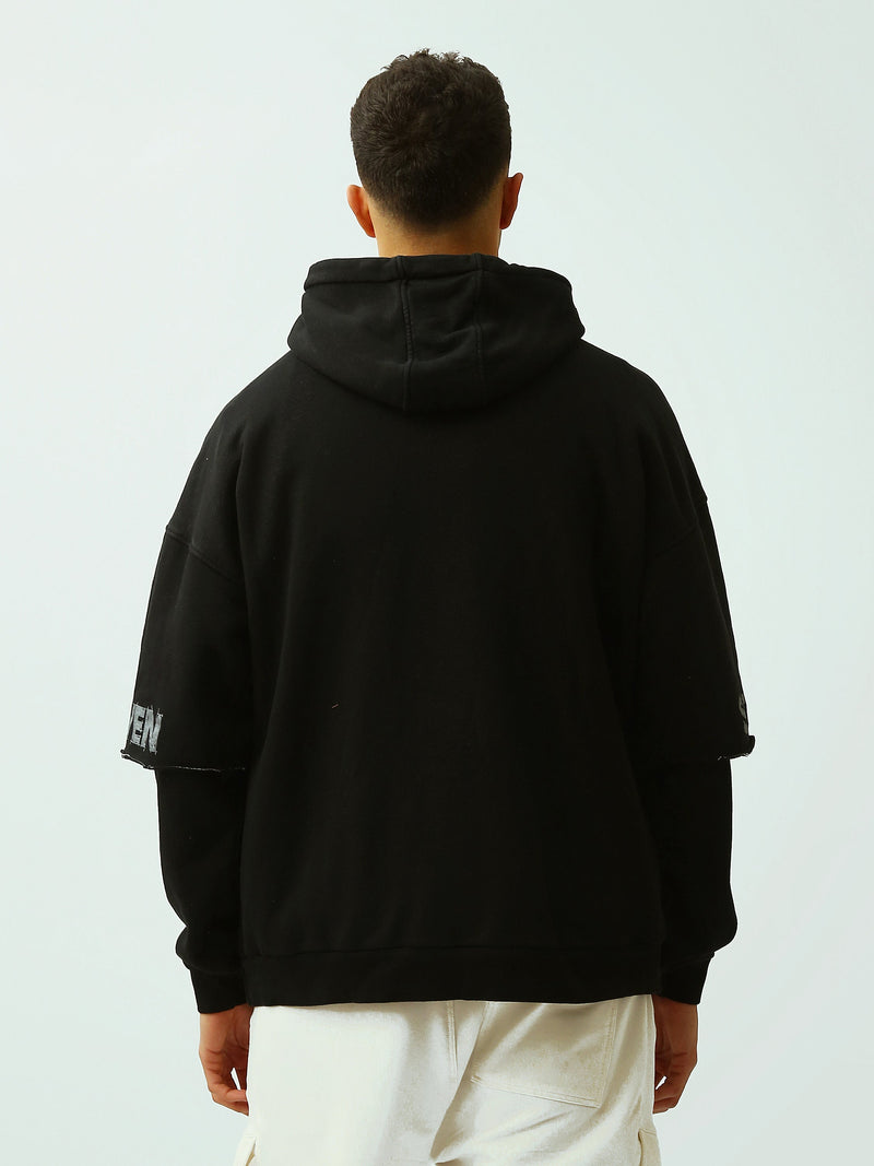 Sweat à Capuche Homme Oversize avec Imprimé Graphique Streetwear - SWS26WHNK26367TM1