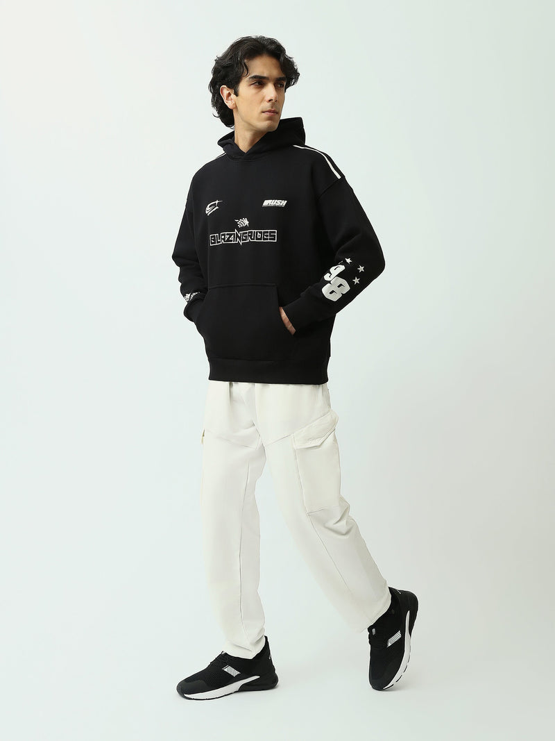 Sweat à Capuche Homme Oversize avec Imprimés Racing Streetwear - SWS26WHNK26371TM1