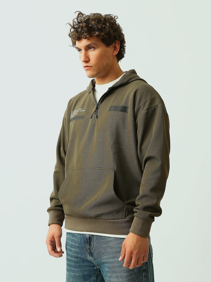 Sweat à Capuche Homme Oversize à Col Zippé et Imprimé Graphique - SWS26WHNK26439TM1