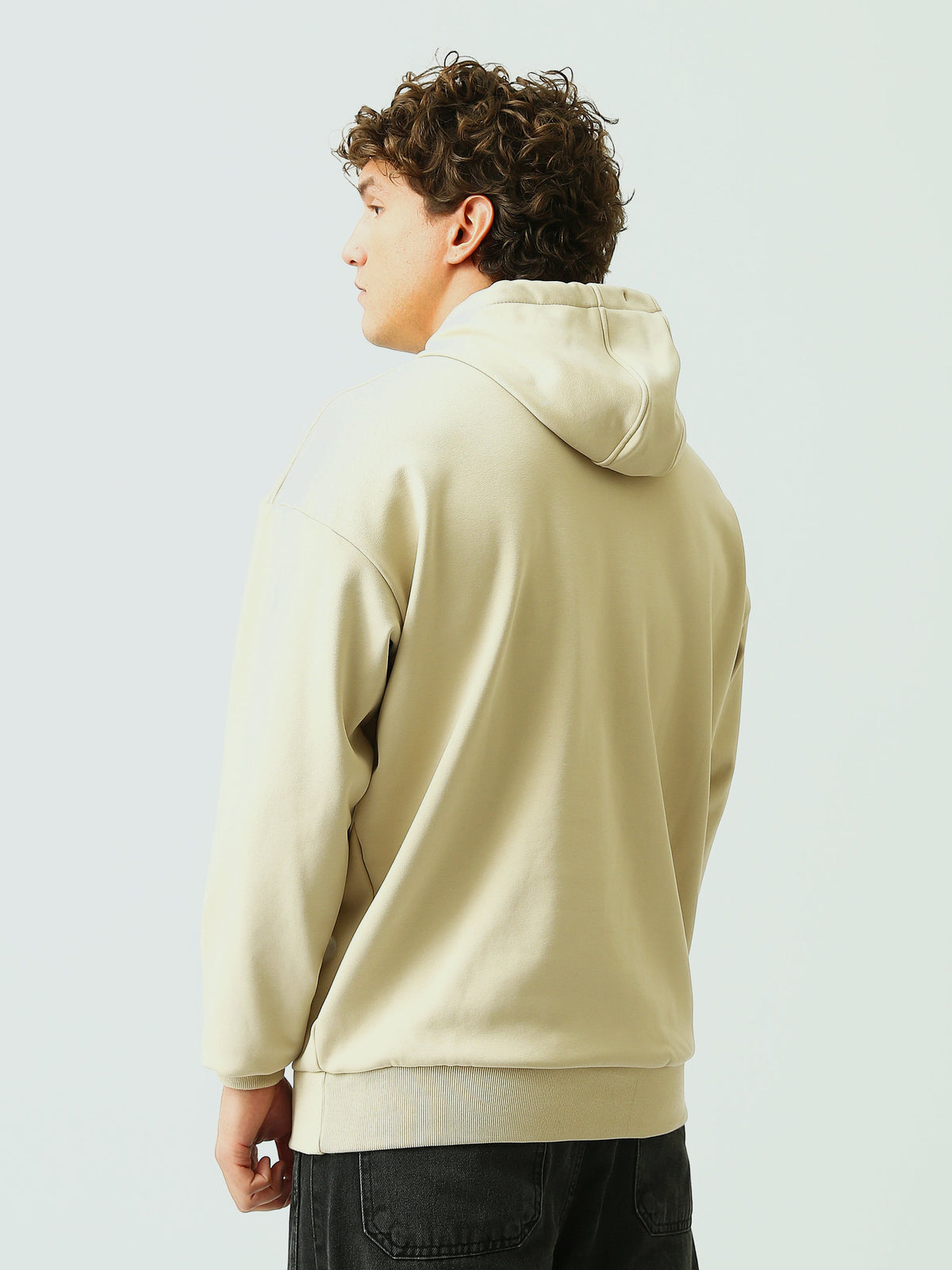Sweat à Capuche Homme Oversize avec Inscription Graphique - SWS26WHNK26454TM1