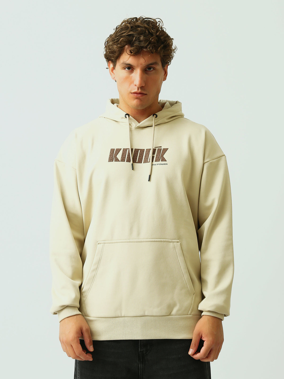 Sweat à Capuche Homme Oversize avec Inscription Graphique - SWS26WHNK26454TM1