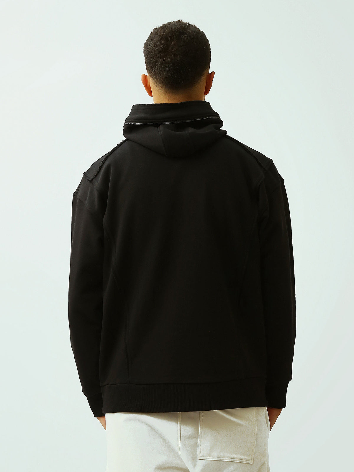 Sweat à Capuche Homme Noir Oversize avec Broderie Forever - SWS26WHNK26461TM1