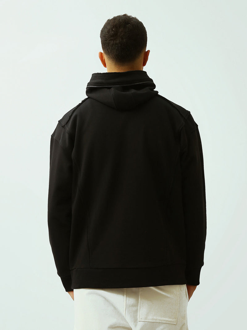 Sweat à Capuche Homme Noir Oversize avec Broderie Forever - SWS26WHNK26461TM1