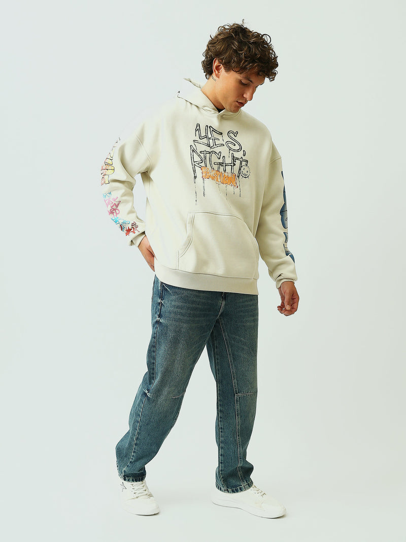 Sweat à Capuche Homme Oversize avec Imprimé Graffiti Streetwear - SWS26WHNK26466TM1