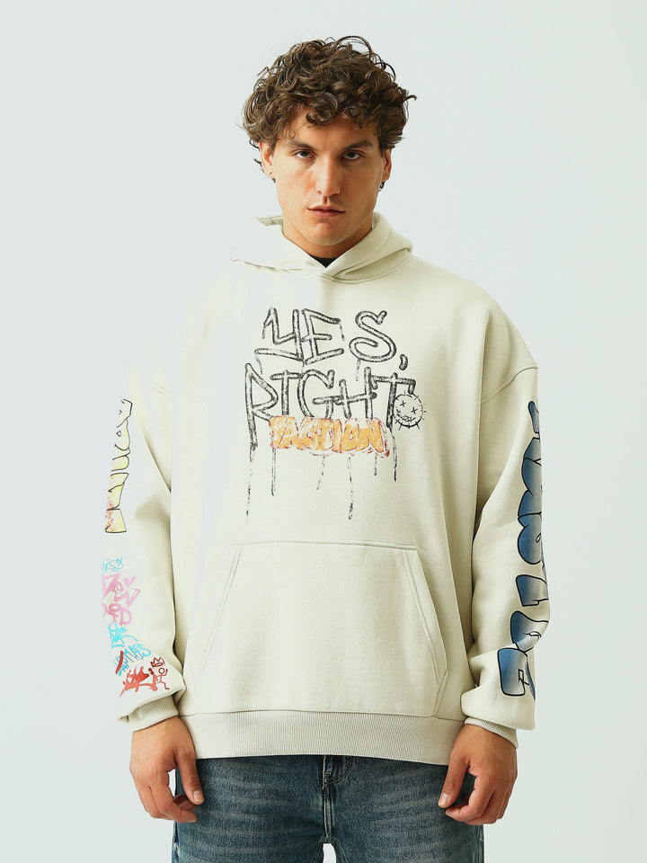 Sweat à Capuche Homme Oversize avec Imprimé Graffiti Streetwear - SWS26WHNK26466TM1