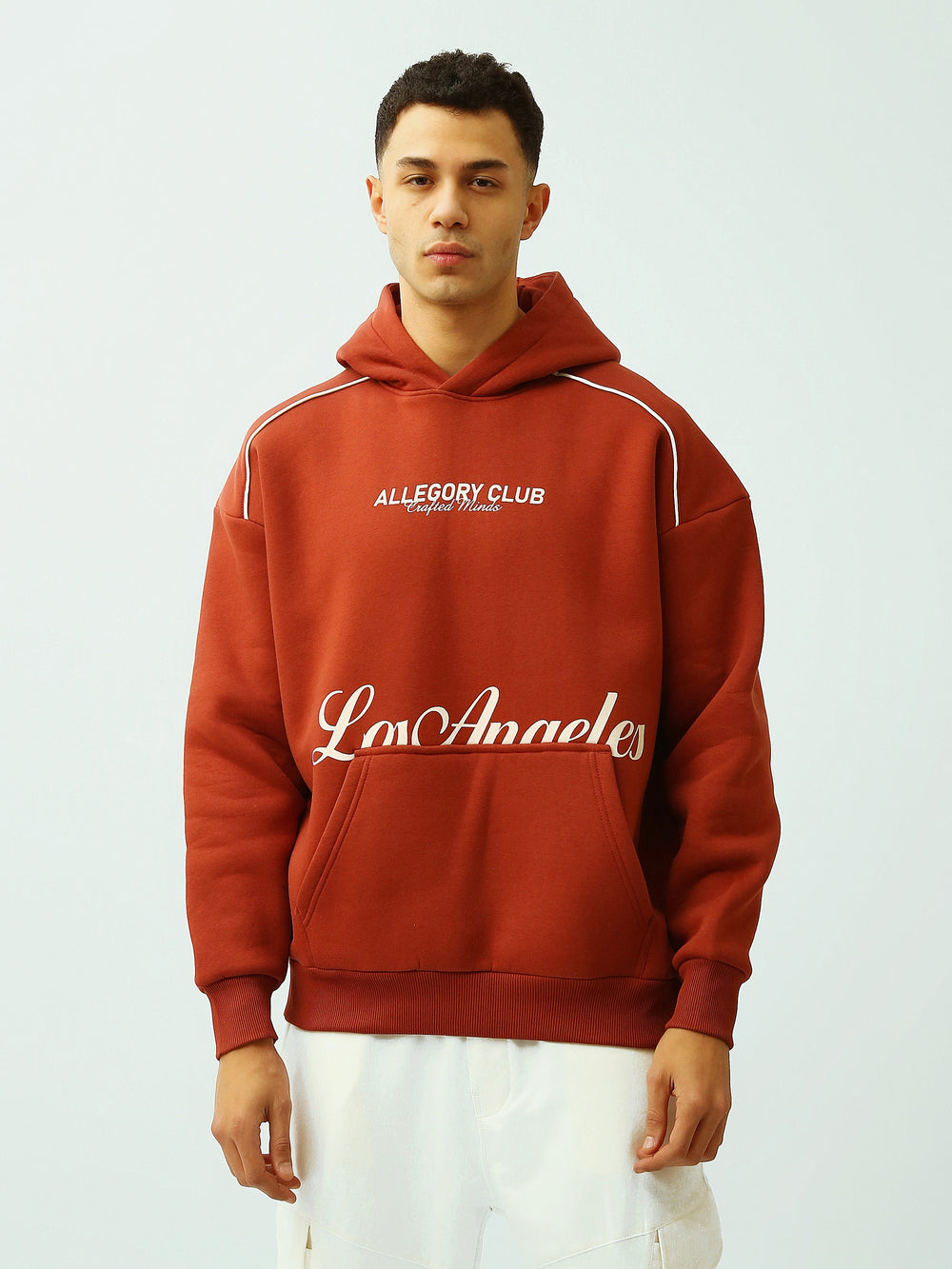 Sweat à Capuche Homme Oversize avec Imprimé Los Angeles – Style Streetwear - SWS26WHNK26497TM1