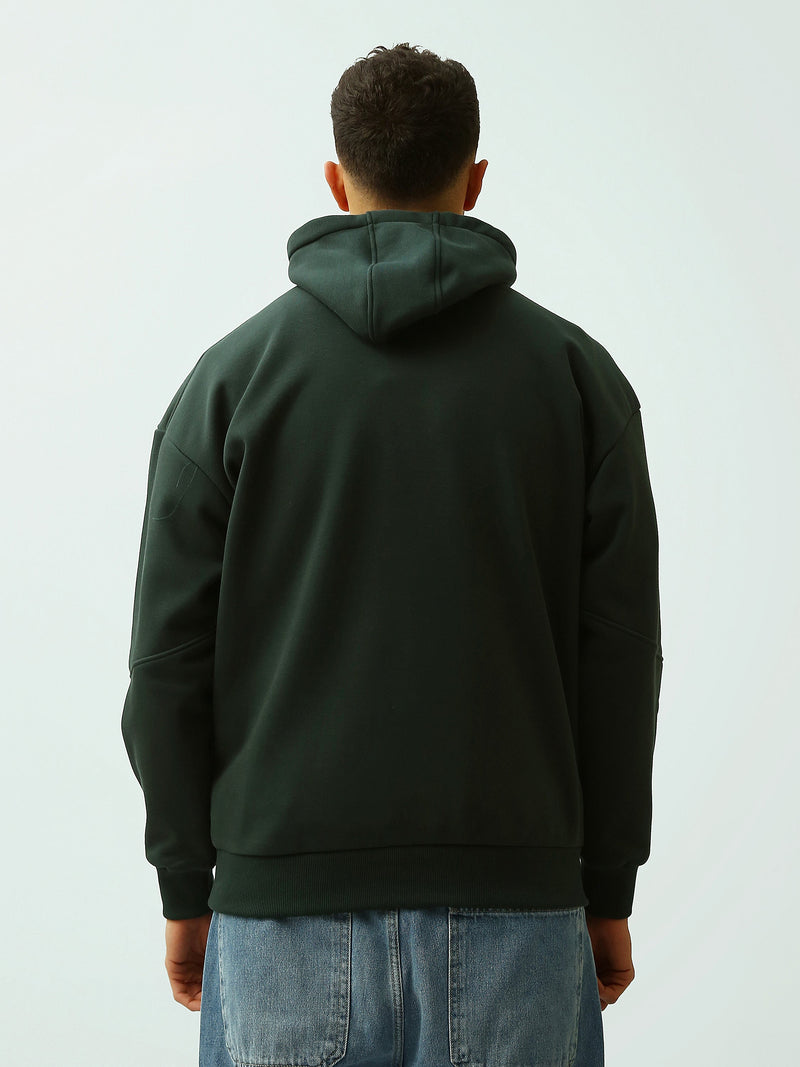 Sweat à Capuche Homme Vert Foncé Oversize – Imprimé Masterclub - SWS26WHNK26516TM1