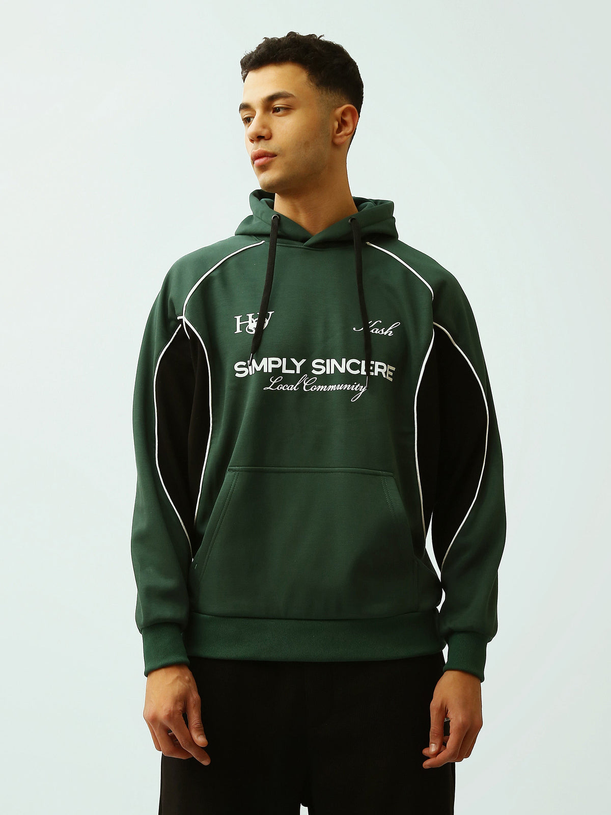 Sweat à Capuche Homme Bicolore avec Imprimé – Style Sportswear - SWS26WHNK26520TM1