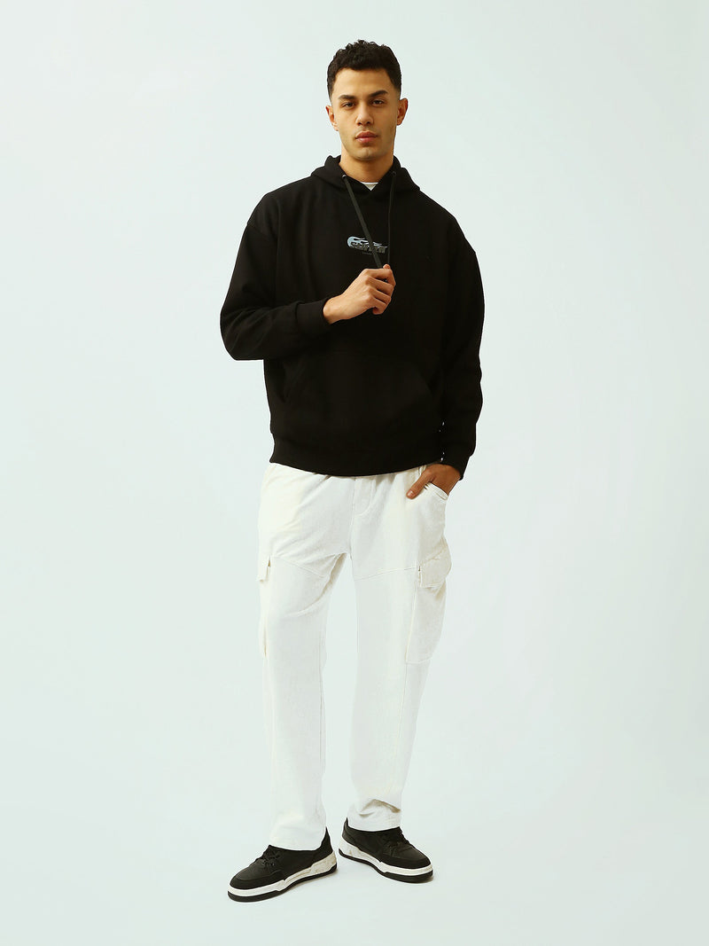Sweat à Capuche Homme Noir Oversize avec Logo – Style Streetwear - SWS26WHNK26522TM1