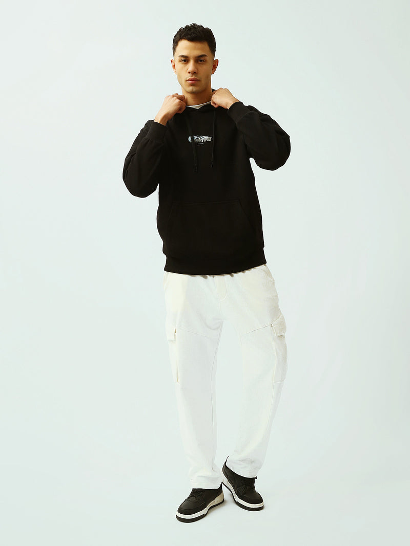 Sweat à Capuche Homme Noir Oversize avec Logo – Style Streetwear - SWS26WHNK26522TM1