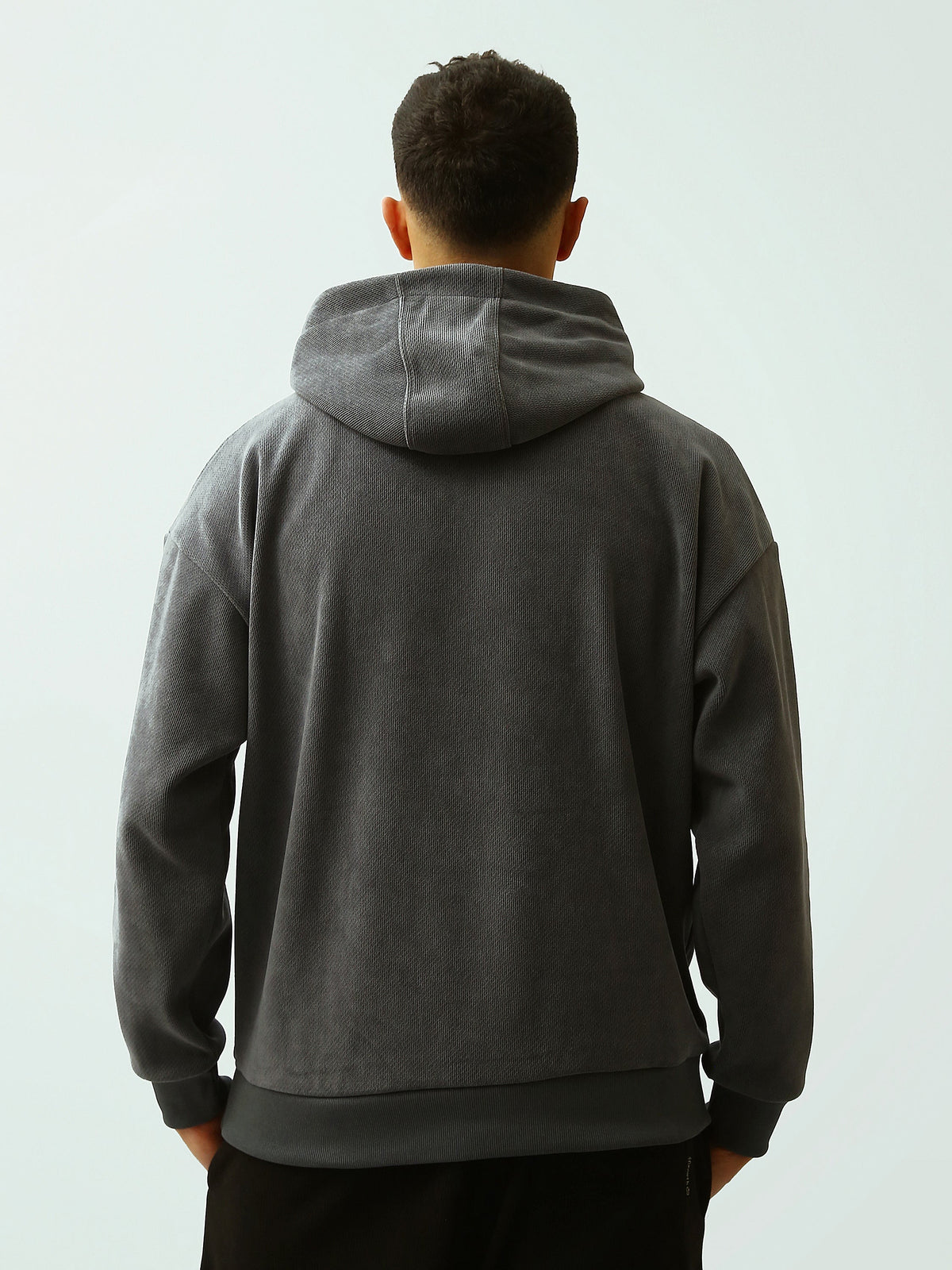 Sweat à Capuche Homme Gris Foncé Oversize – Imprimé Aura Arcade - SWS26WHNK26533TM1