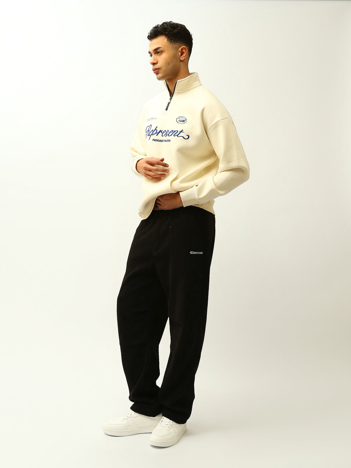 Sweat Homme à Col Montant Zippé avec Broderie – Style Streetwear - SWS26WQNL26577TM1