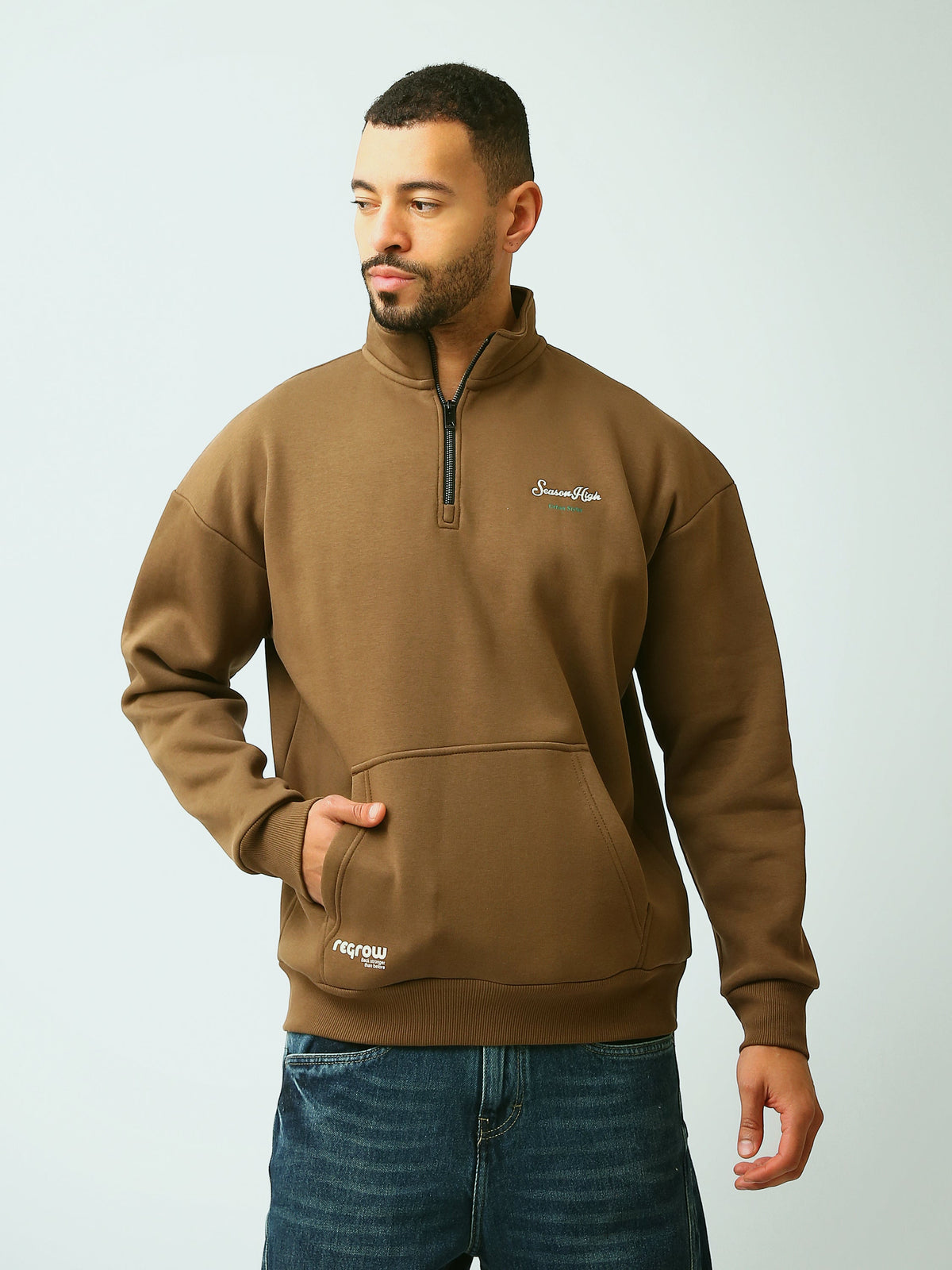 Sweat Homme Oversize à Col Montant Demi-Zippé – Style Casual - SWS26WQNL26579TM1