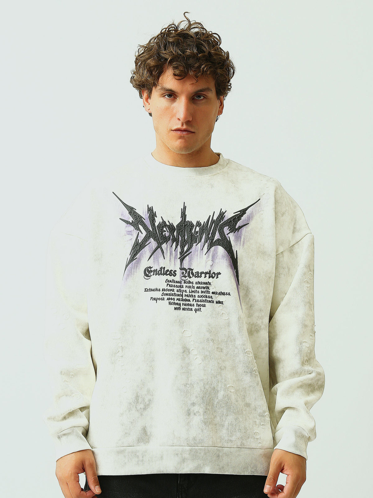 Sweat-shirt homme à col rond avec imprimé graphique – Style streetwear moderne - SWS26WRNL26449TM1