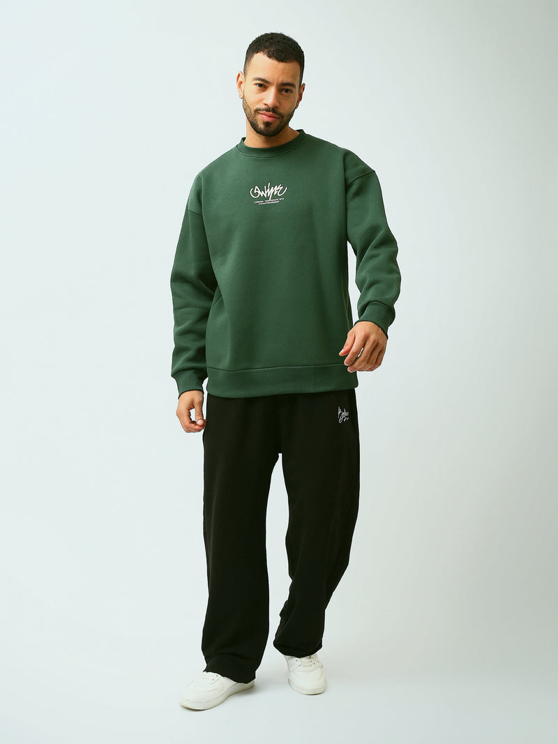Sweat Homme Oversize à Col Rond avec Inscription – Style Streetwear - SWS26WRNL26584TM1