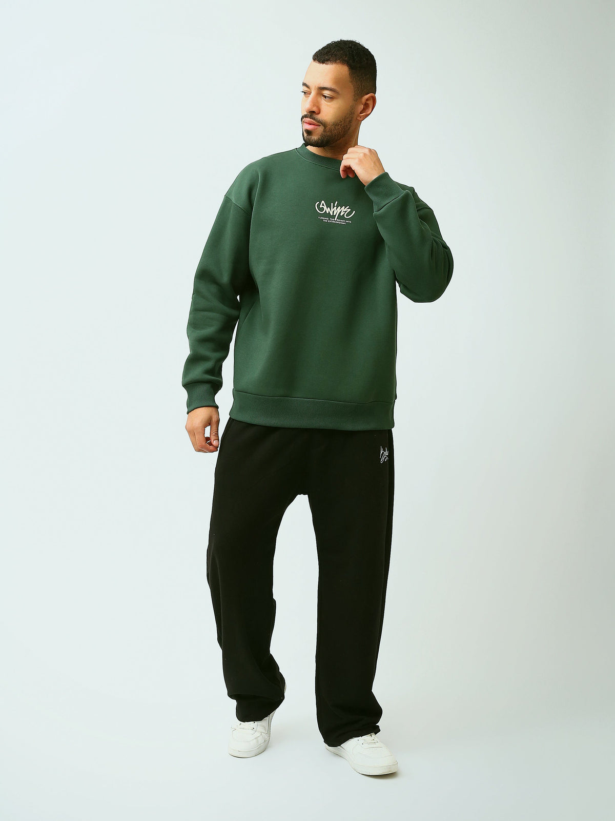 Sweat Homme Oversize à Col Rond avec Inscription – Style Streetwear - SWS26WRNL26584TM1