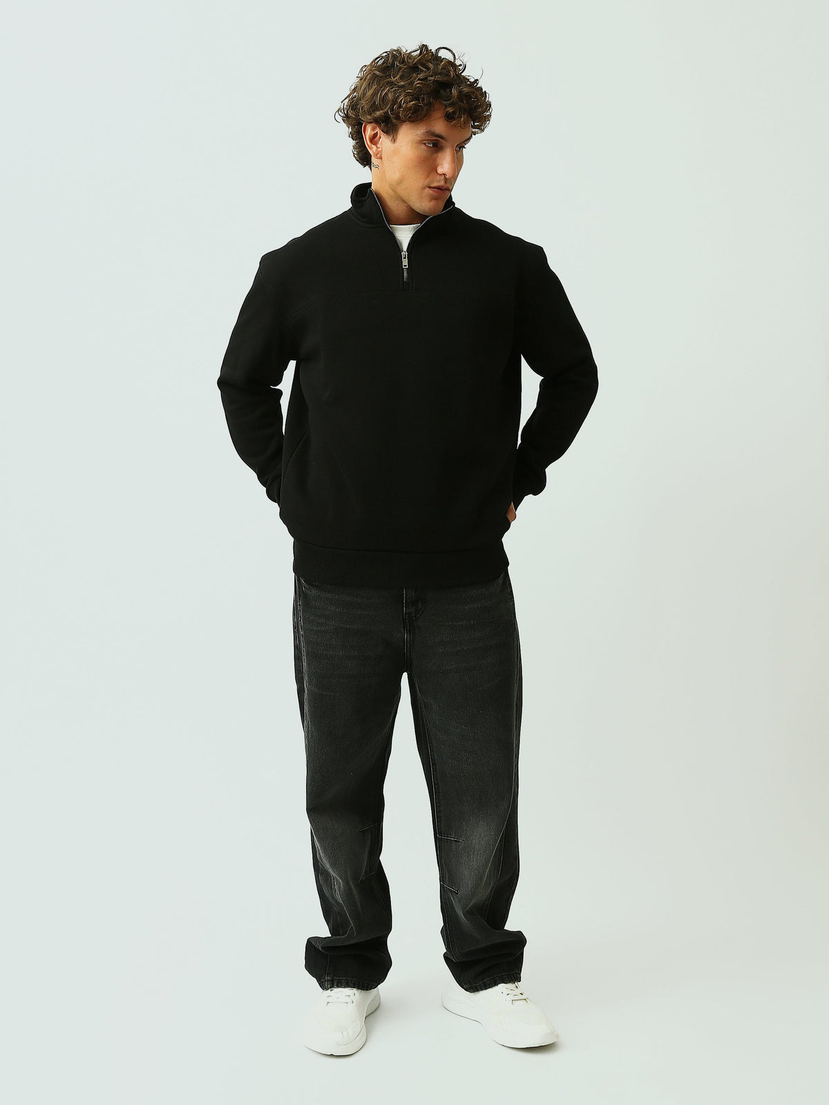 Sweat Homme Col Montant à Demi-Zip Oversize - SWS26WTPL26501TM1