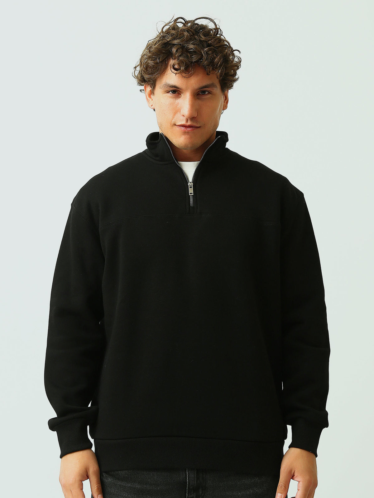 Sweat Homme Col Montant à Demi-Zip Oversize - SWS26WTPL26501TM1