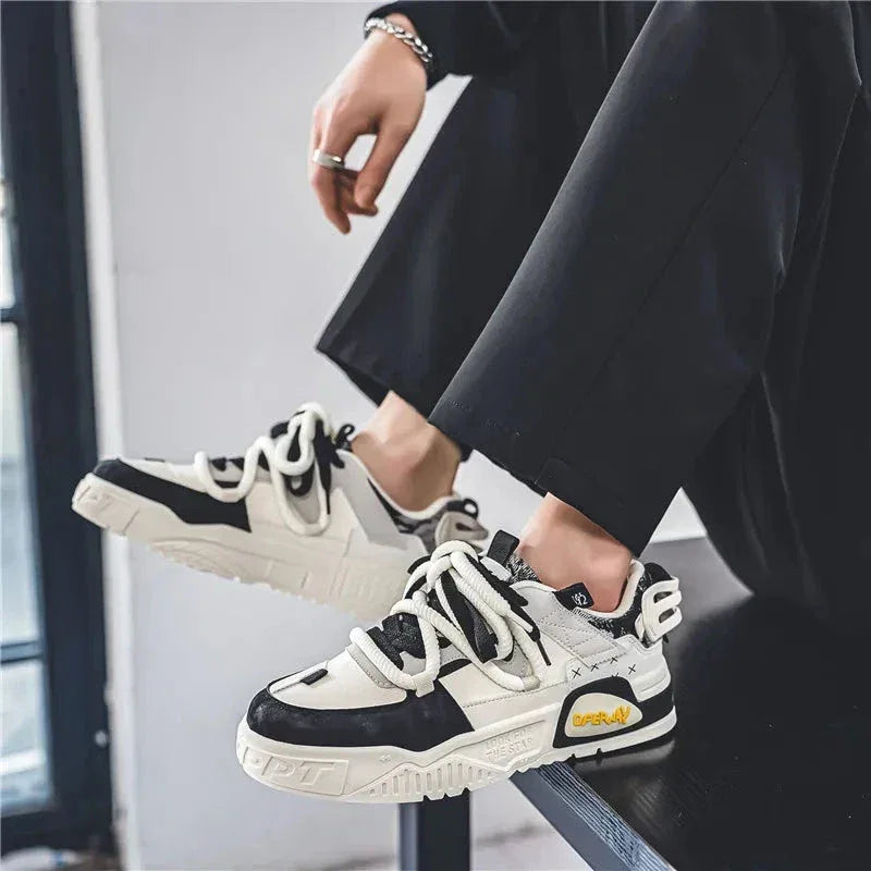 Chaussure Homme Casual avec Lacets et Semelle Élevée – Design Moderne et Confortable
