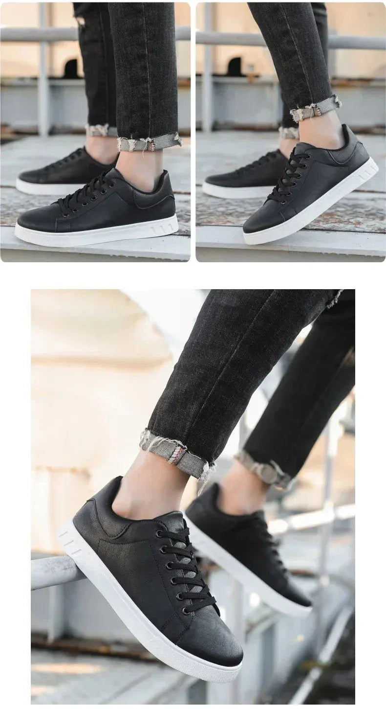 Chaussures Homme en Cuir Classiques – Baskets à Semelle Épaisse, Chaussures de Marche Tendances et Confortables - Justyol