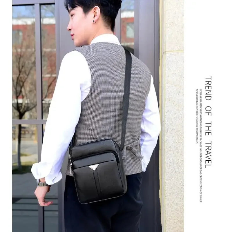 Sac Messenger Homme Vertical en Cuir PU – Sac Bandoulière Business Casual Style Coréen - Justyol