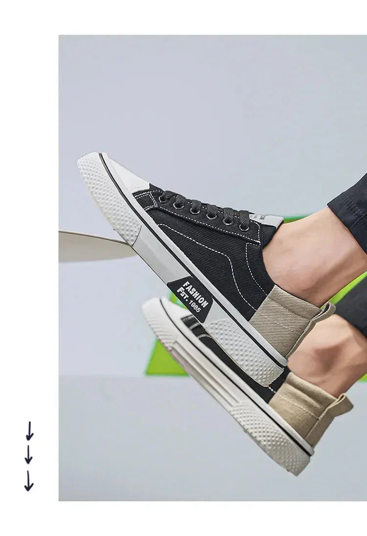 Chaussures Homme en Toile – Sneakers Skateboard Extérieures, Baskets Antidérapantes et Respirantes, Idéales pour la Marche et les Activités Casual - Justyol