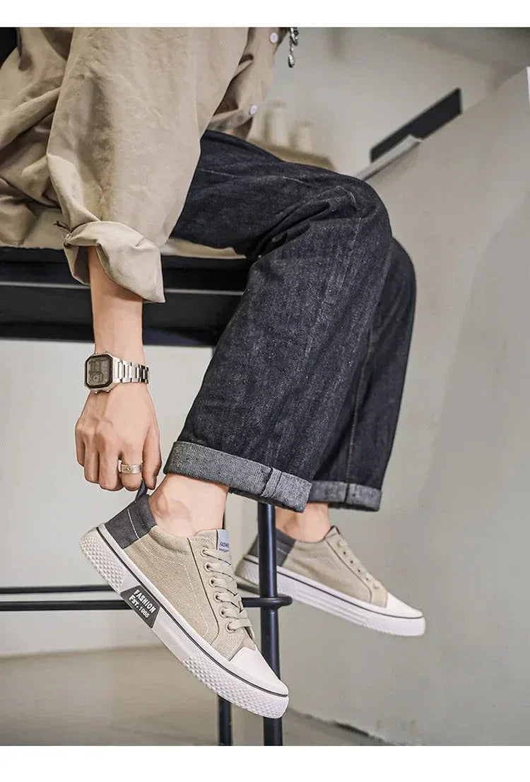 Chaussures Homme en Toile – Sneakers Skateboard Extérieures, Baskets Antidérapantes et Respirantes, Idéales pour la Marche et les Activités Casual - Justyol