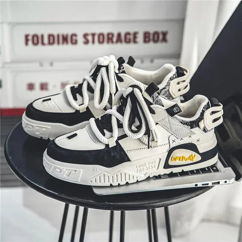 Chaussure Homme Casual avec Lacets et Semelle Élevée – Design Moderne et Confortable