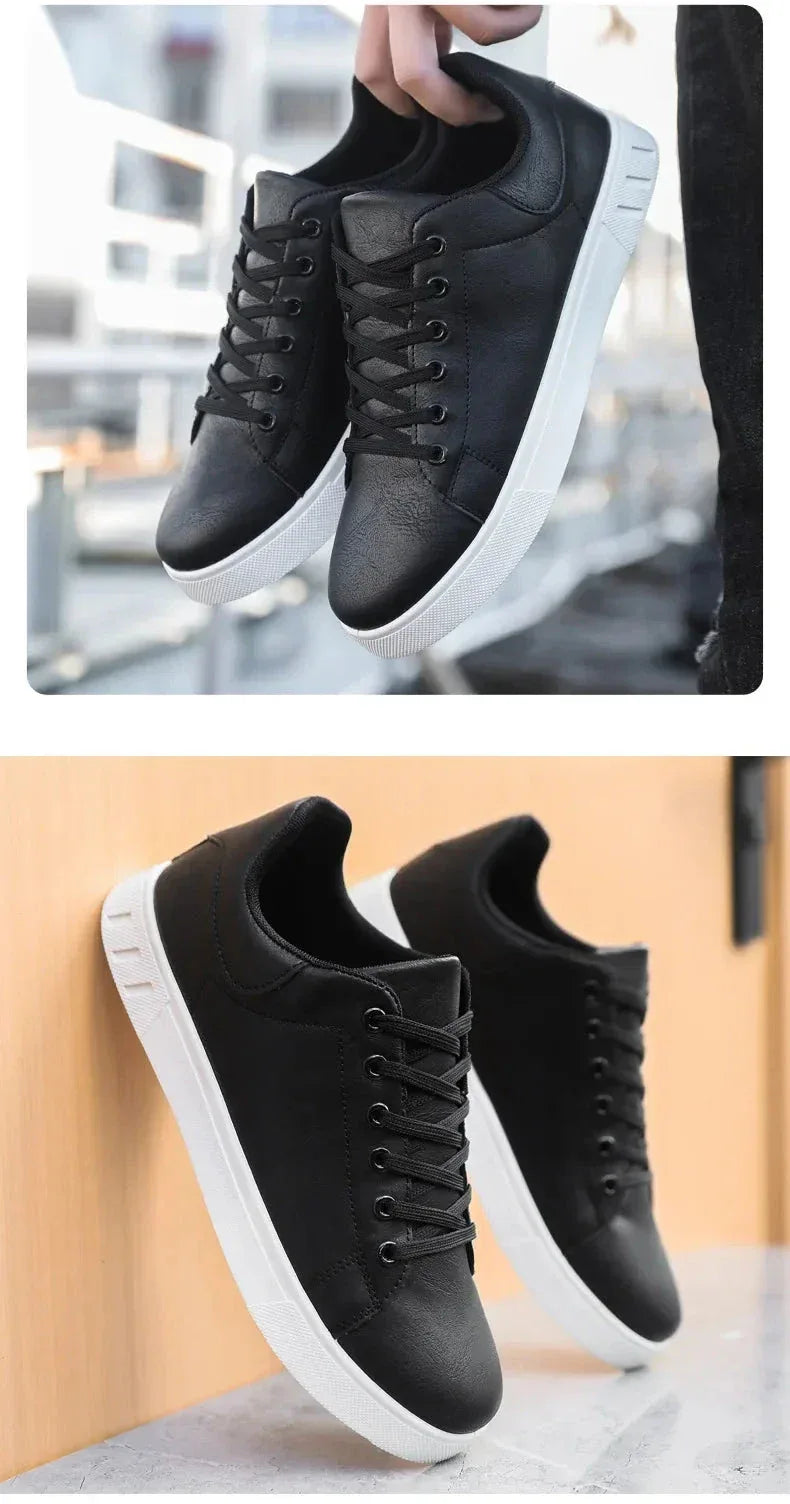 Chaussures Homme en Cuir Classiques – Baskets à Semelle Épaisse, Chaussures de Marche Tendances et Confortables - Justyol