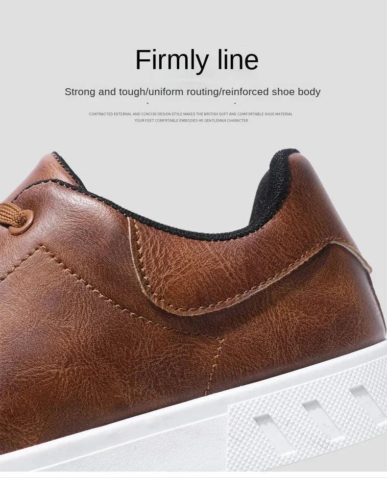 Chaussures Homme en Cuir Classiques – Baskets à Semelle Épaisse, Chaussures de Marche Tendances et Confortables - Justyol