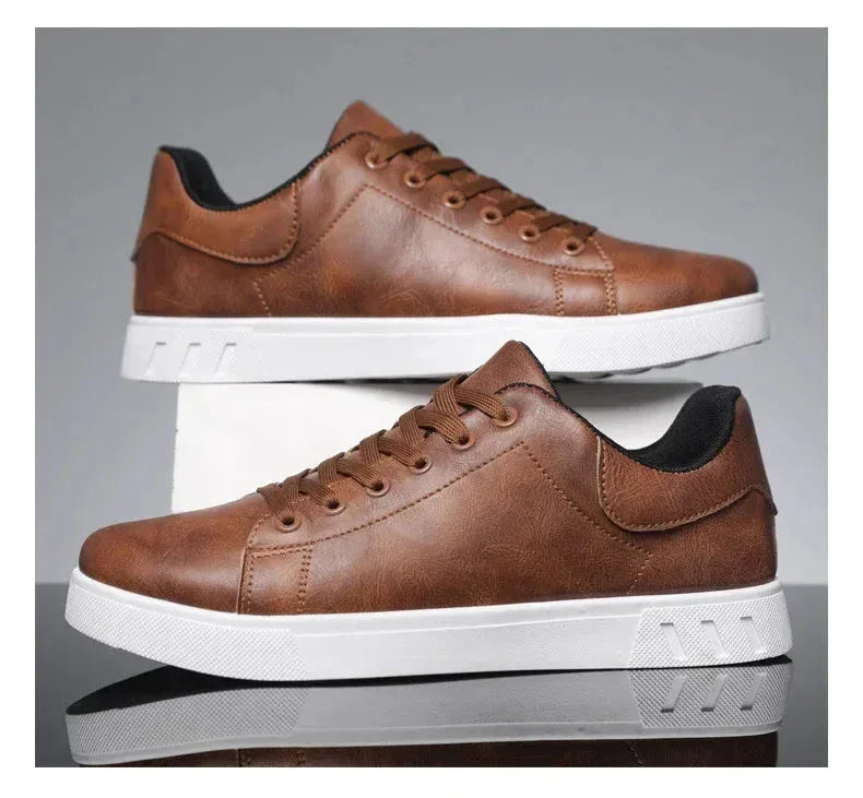 Chaussures Homme en Cuir Classiques – Baskets à Semelle Épaisse, Chaussures de Marche Tendances et Confortables - Justyol