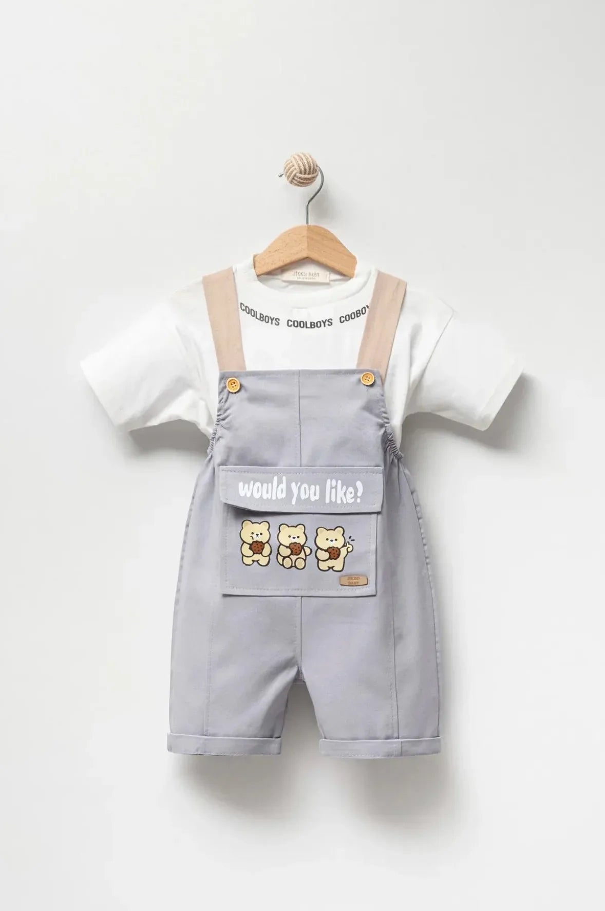 Ensemble bébé garçon salopette et t-shirt imprimé - Justyol