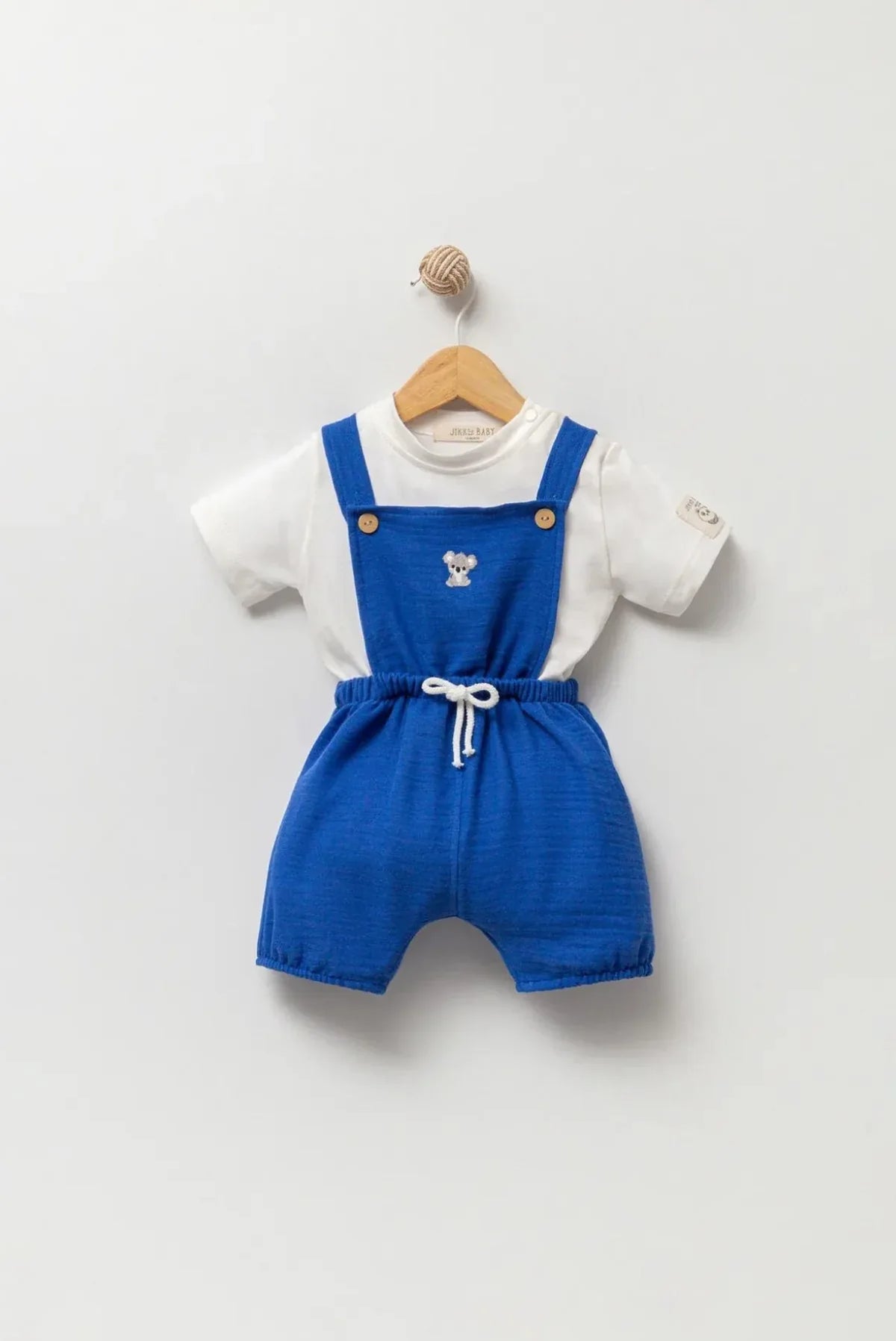 Ensemble bébé garçon salopette en mousseline brodée koala - Justyol